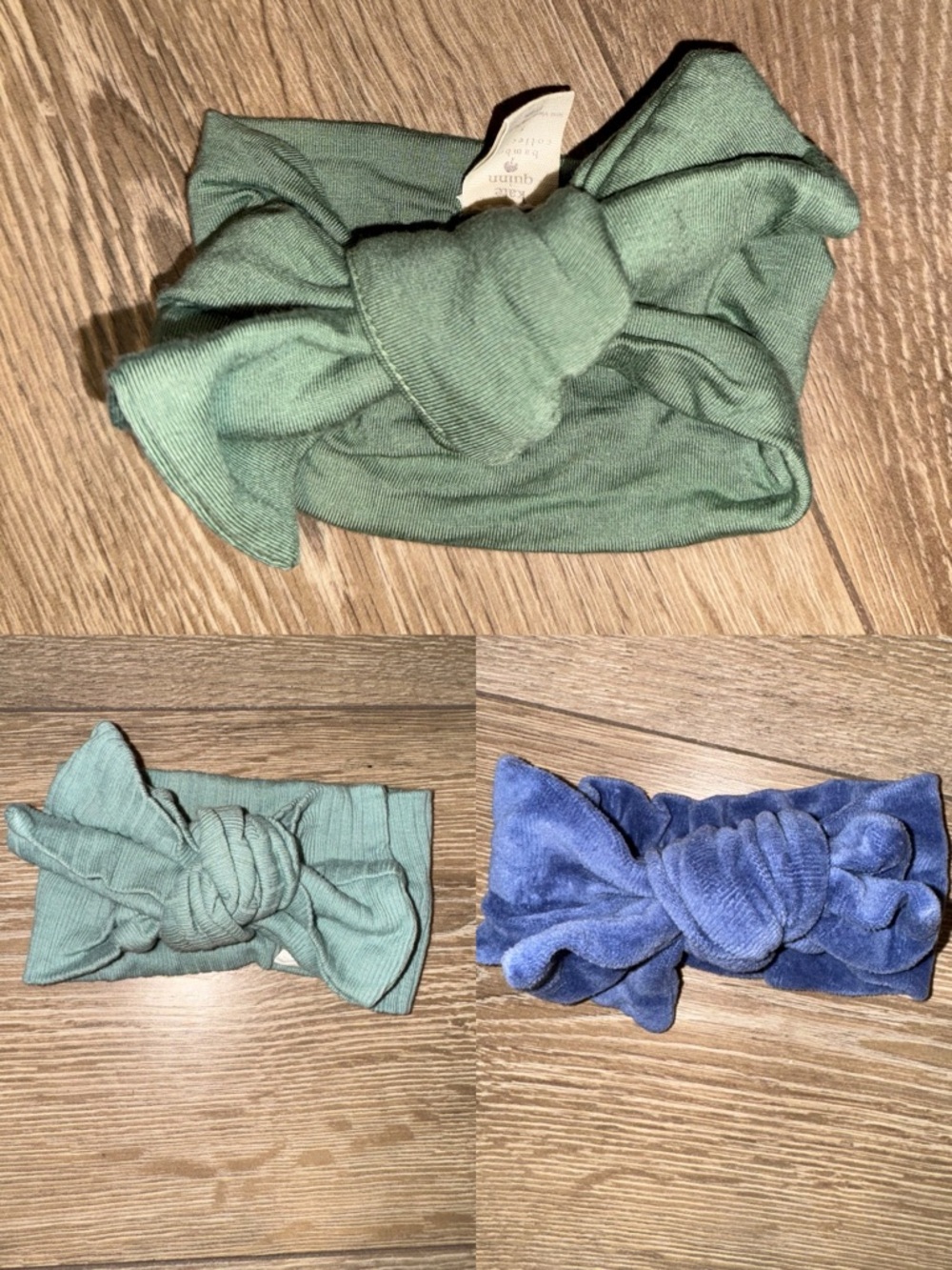 kate quinn Kids Knot Headband in Sage Green and Navy Blue